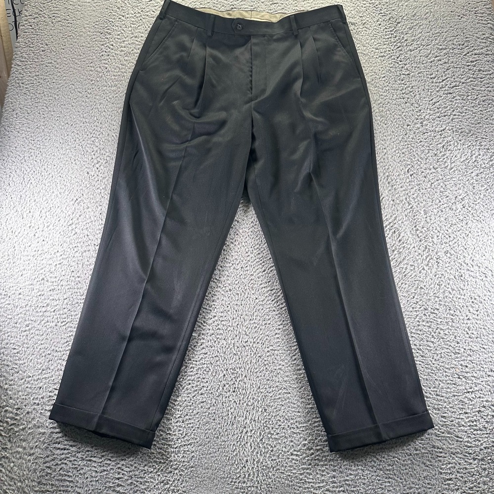 Geoffrey Beene Pant Men 40x30 Black Polyester Dress Straight Leg Business Career